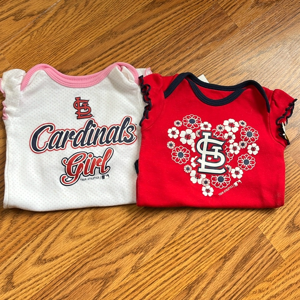 St Louis Cardinals 0-3 mo 2 pack onesies